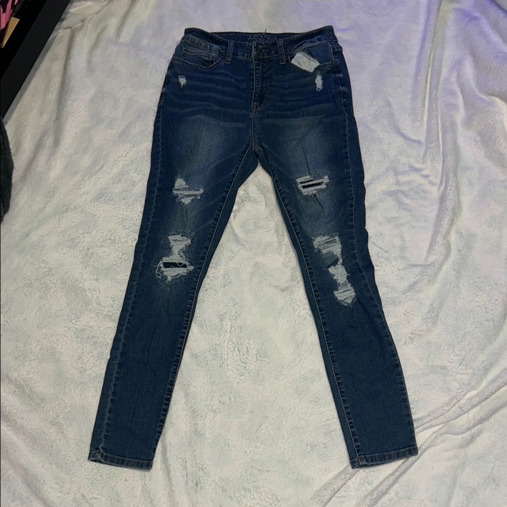 Distressed Blue Jeans